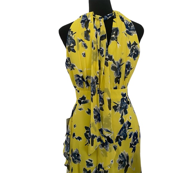NWT Eliza J Floral Yellow and Blue Maxi Dress Size 4P - Picture 9 of 13